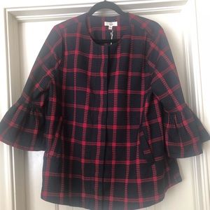 Plaid swing jacket, with statement sleeves